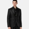Leopard Jacquard Single-Breasted Blazer
