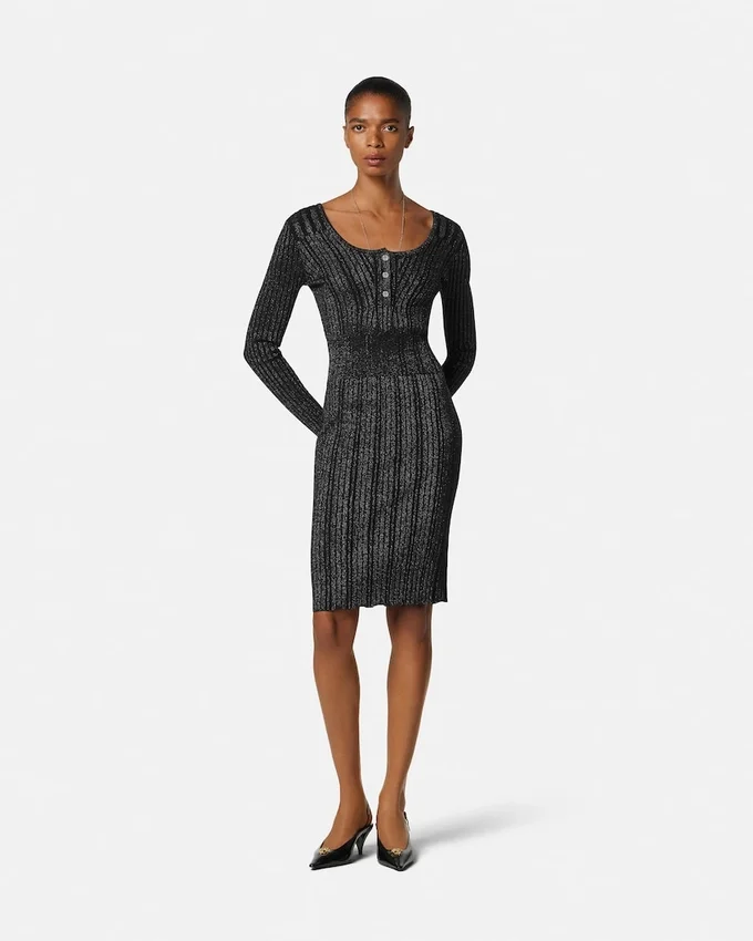 Lurex-Blend Ribbed Knit Midi Dress Lurex-Blend Ribbed Knit Midi Dress