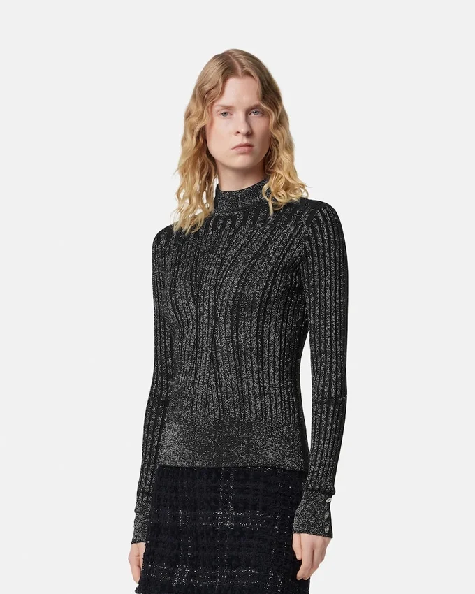 Lurex-Blend Ribbed Knit Top Lurex-Blend Ribbed Knit Top