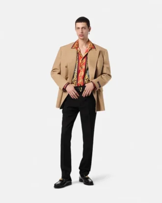 M&eacute;lange Wool Double-Breasted Blazer
