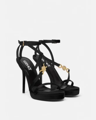 Medusa ’95 Embellished Satin Sandals 115 mm