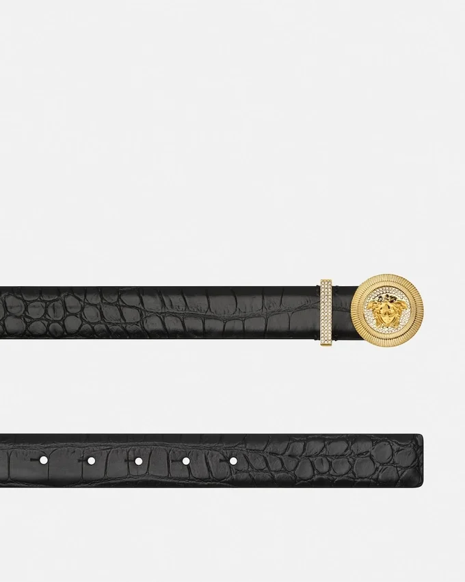 Medusa Biggie Embellished Croc-Effect Belt 3 cm Medusa Biggie Embellished Croc-Effect Belt 3 cm