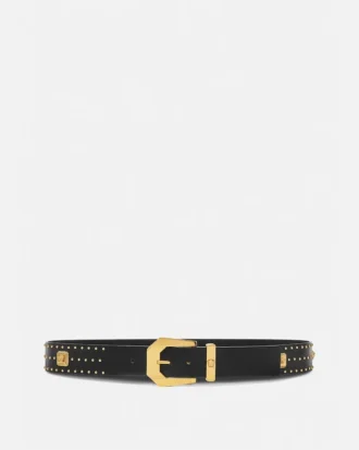 Medusa Heritage Embellished Leather Belt 4 cm