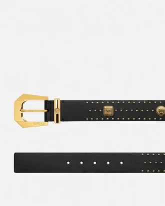 Medusa Heritage Embellished Leather Belt 4 cm