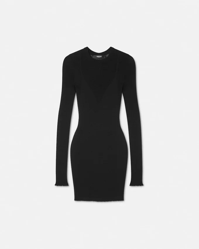 Merino Wool Fitted Knit Mini Dress Merino Wool Fitted Knit Mini Dress