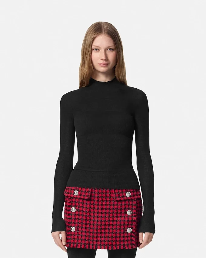 Merino Wool Fitted Ribbed Knit Top Merino Wool Fitted Ribbed Knit Top
