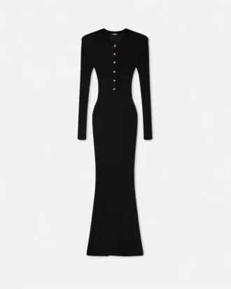 Merino Wool Ribbed Knit Maxi Dress