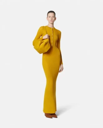 Merino Wool Ribbed Knit Maxi Dress