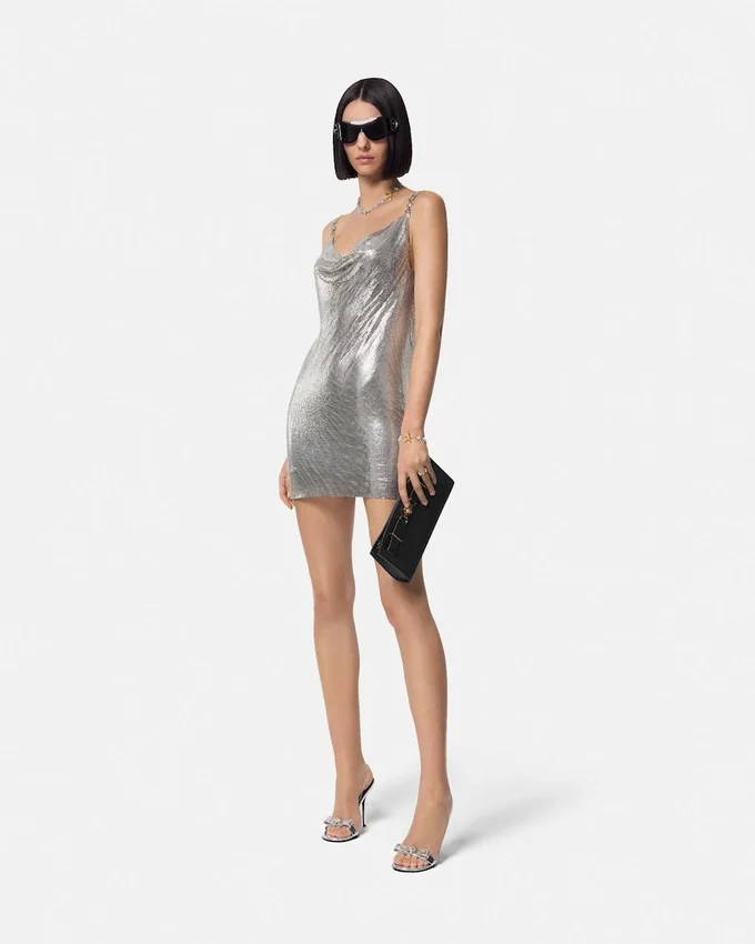 Metal Mesh Slip Mini Dress Metal Mesh Slip Mini Dress
