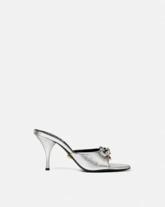 Opera Bow Metallic Mules 85mm