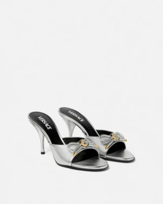 Opera Bow Metallic Mules 85mm