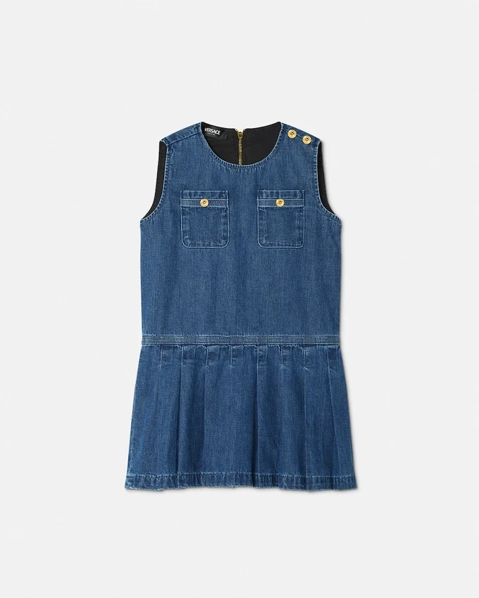 Pleated Denim Kids Dress Pleated Denim Kids Dress