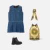 Pleated Denim Kids Dress Pleated Denim Kids Dress
