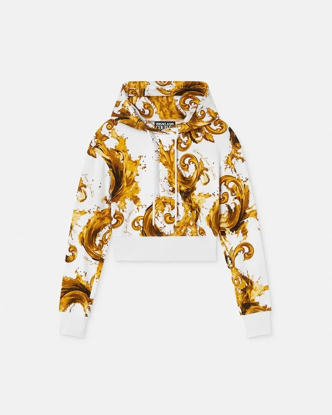 Printed Cotton-Jersey Crop Hoodie Printed Cotton-Jersey Crop Hoodie