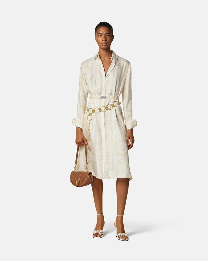 Printed Silk Twill Midi Shirt Dress Printed Silk Twill Midi Shirt Dress