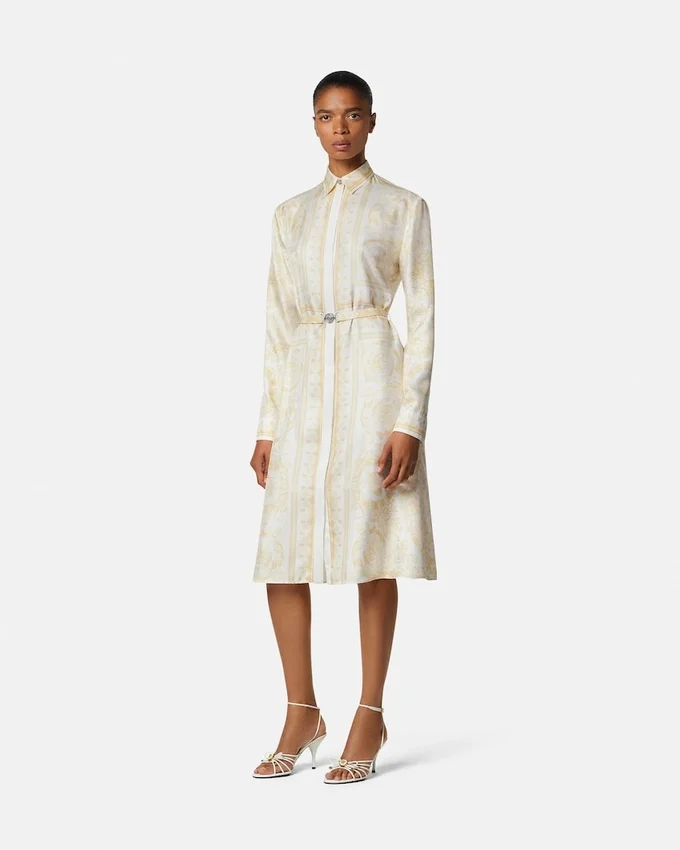 Printed Silk Twill Midi Shirt Dress Printed Silk Twill Midi Shirt Dress