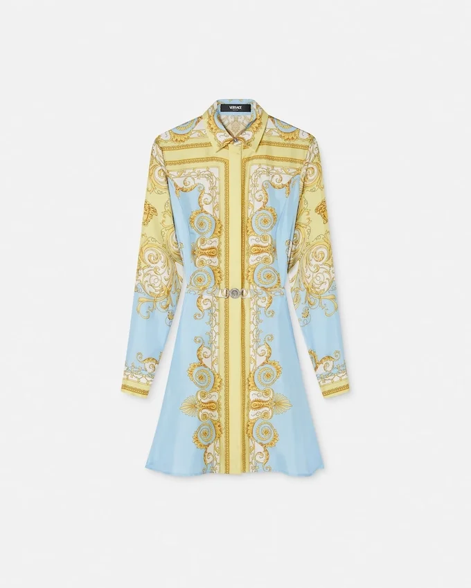 Printed Silk Twill Mini Shirt Dress Printed Silk Twill Mini Shirt Dress
