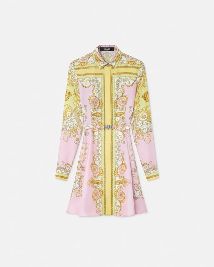 Printed Silk Twill Mini Shirt Dress Printed Silk Twill Mini Shirt Dress