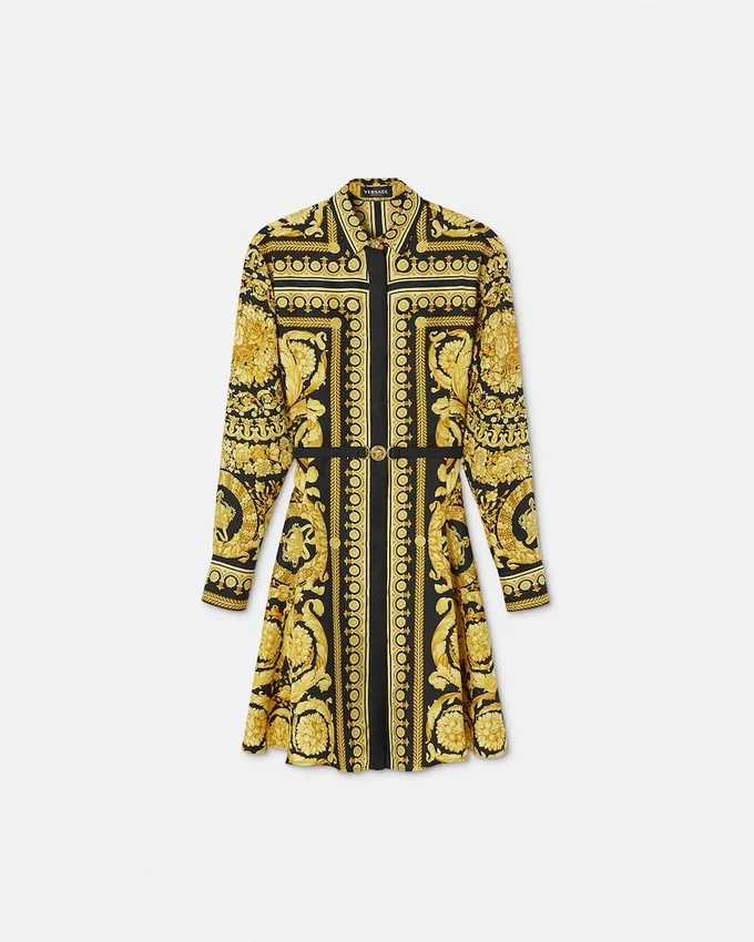 Printed Silk Twill Mini Shirt Dress Printed Silk Twill Mini Shirt Dress