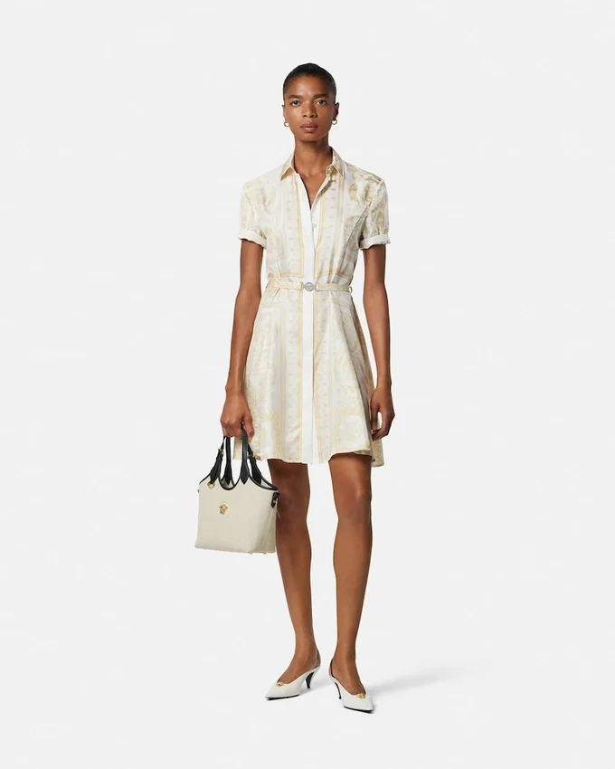Printed Silk Twill Mini Shirt Dress Printed Silk Twill Mini Shirt Dress