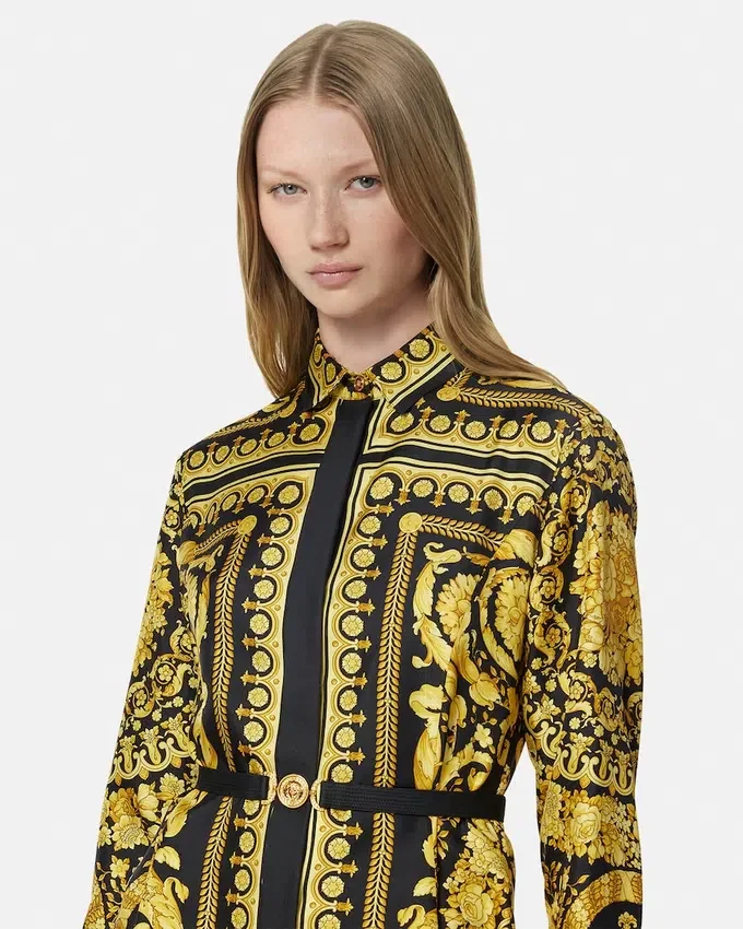 Printed Silk Twill Mini Shirt Dress Printed Silk Twill Mini Shirt Dress