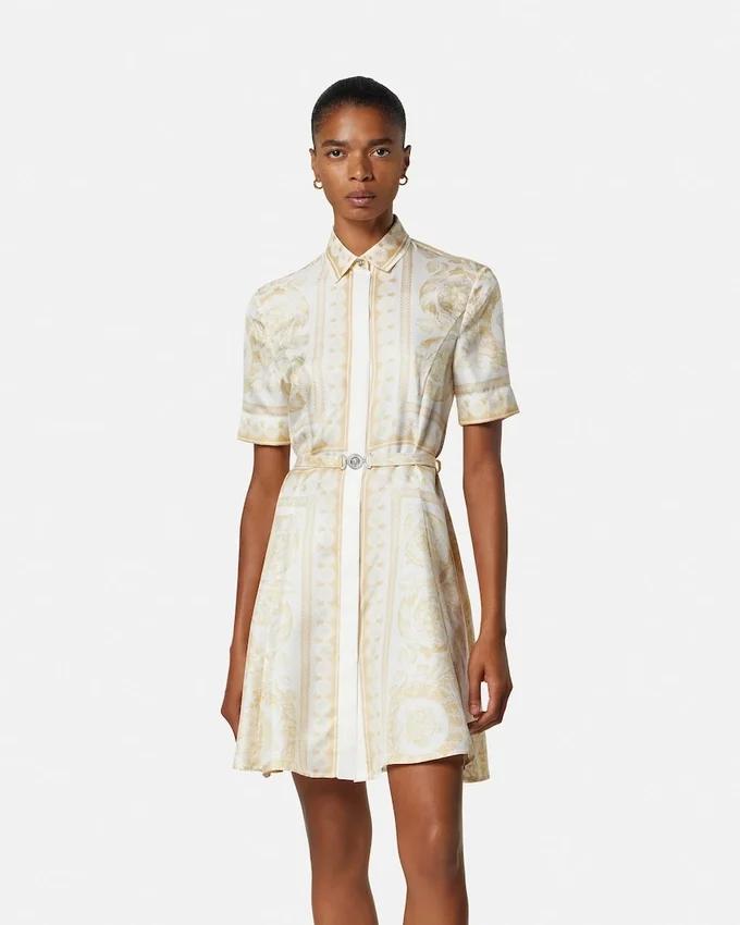 Printed Silk Twill Mini Shirt Dress Printed Silk Twill Mini Shirt Dress