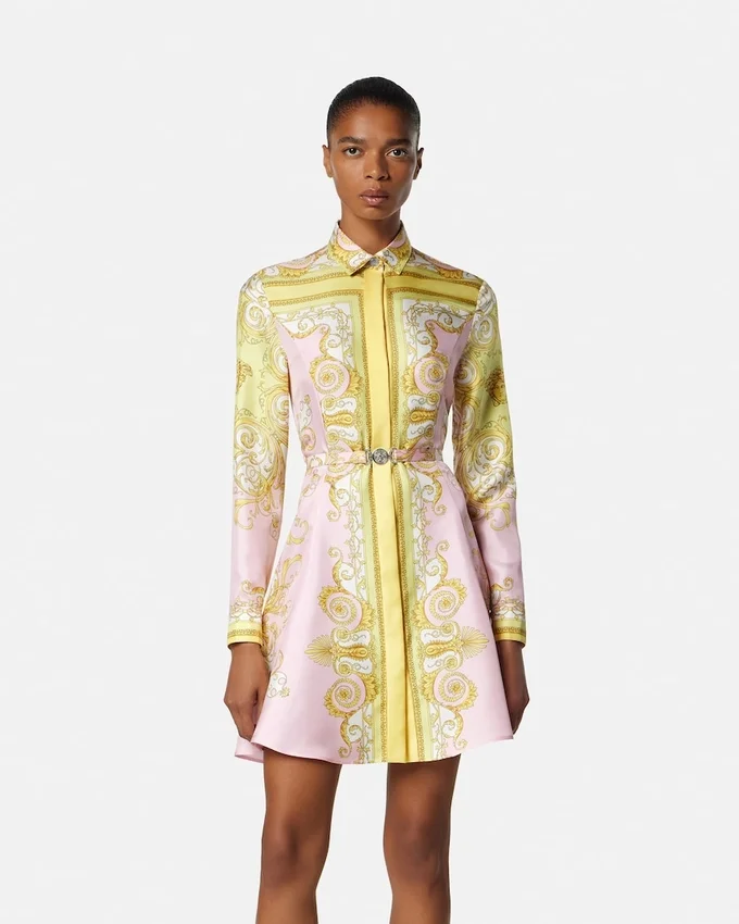 Printed Silk Twill Mini Shirt Dress Printed Silk Twill Mini Shirt Dress