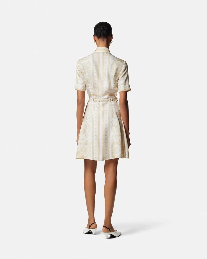 Printed Silk Twill Mini Shirt Dress Printed Silk Twill Mini Shirt Dress