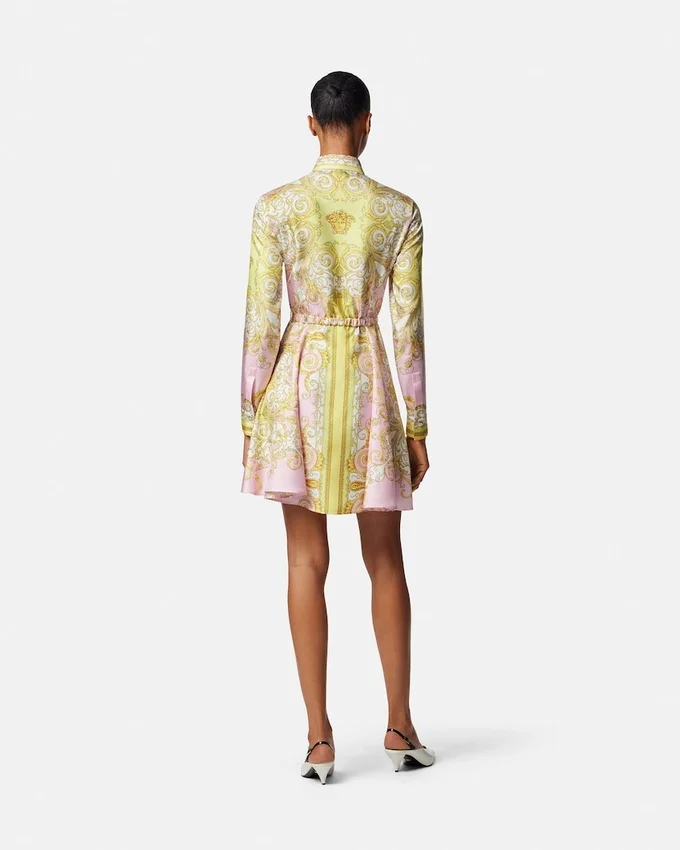Printed Silk Twill Mini Shirt Dress Printed Silk Twill Mini Shirt Dress