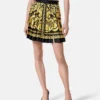 Printed Silk Twill Pleated Mini Skirt