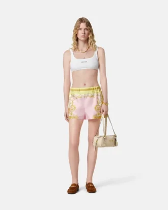 Printed Silk Twill Shorts