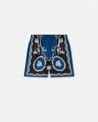 Printed Silk Twill Slim Shorts