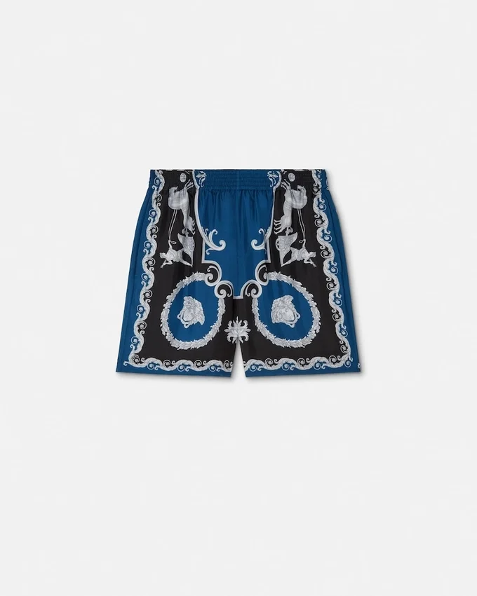 Printed Silk Twill Slim Shorts Printed Silk Twill Slim Shorts