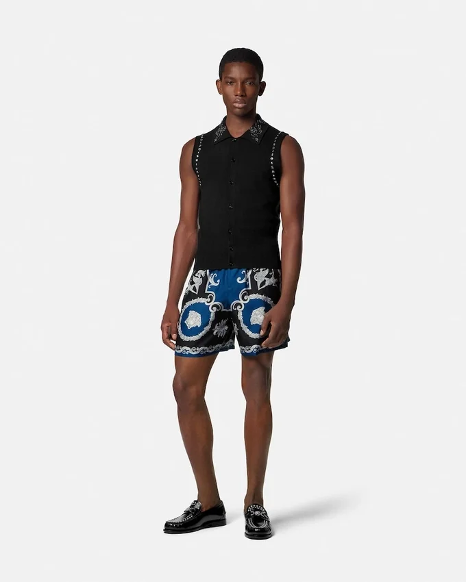 Printed Silk Twill Slim Shorts Printed Silk Twill Slim Shorts
