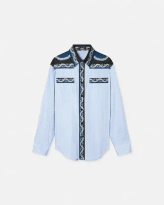 Printed Striped Cotton-Poplin Shirt