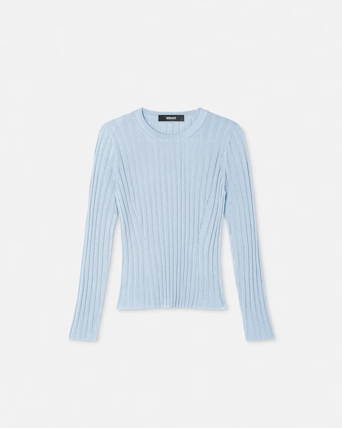 Ribbed Knit Viscose-Blend Crewneck Top Ribbed Knit Viscose-Blend Crewneck Top