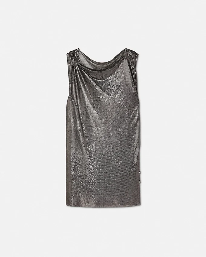 Safety Pin Metal Mesh Mini Dress Safety Pin Metal Mesh Mini Dress