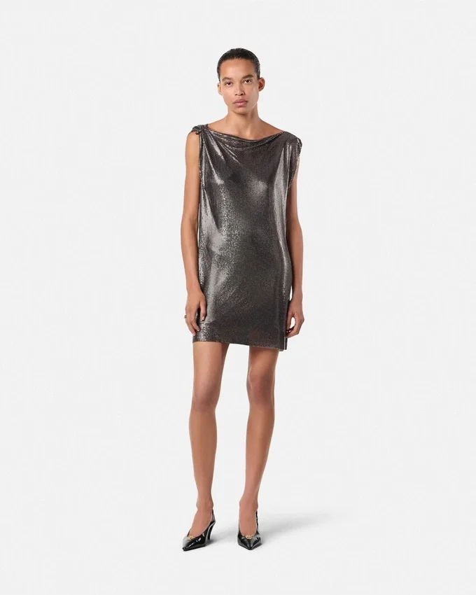 Safety Pin Metal Mesh Mini Dress Safety Pin Metal Mesh Mini Dress