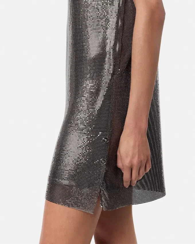 Safety Pin Metal Mesh Mini Dress Safety Pin Metal Mesh Mini Dress