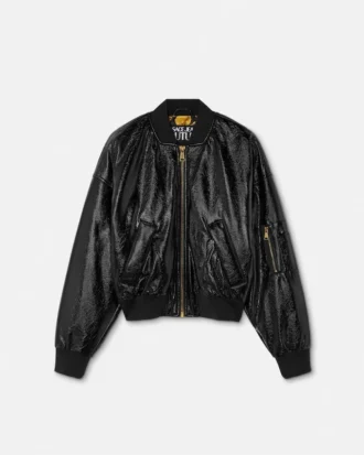 Shiny Coated Bomber Jacket