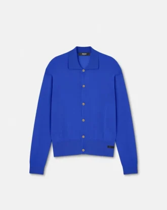 Silk-Cotton Knit Polo Cardigan