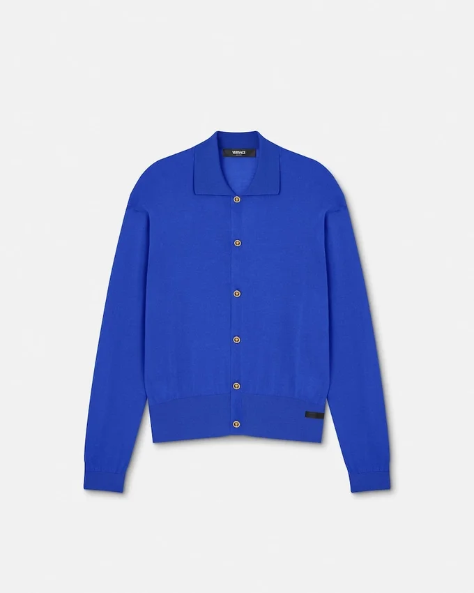 Silk-Cotton Knit Polo Cardigan Silk-Cotton Knit Polo Cardigan