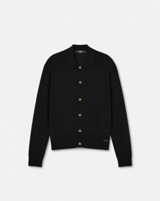 Silk-Cotton Knit Polo Cardigan Silk-Cotton Knit Polo Cardigan