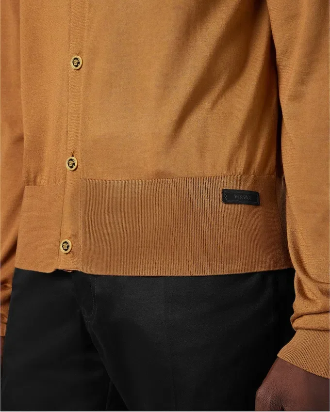 Silk-Cotton Knit Polo Cardigan Silk-Cotton Knit Polo Cardigan