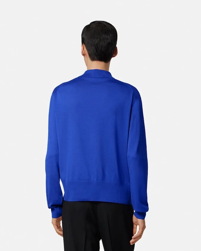 Silk-Cotton Knit Polo Cardigan Silk-Cotton Knit Polo Cardigan