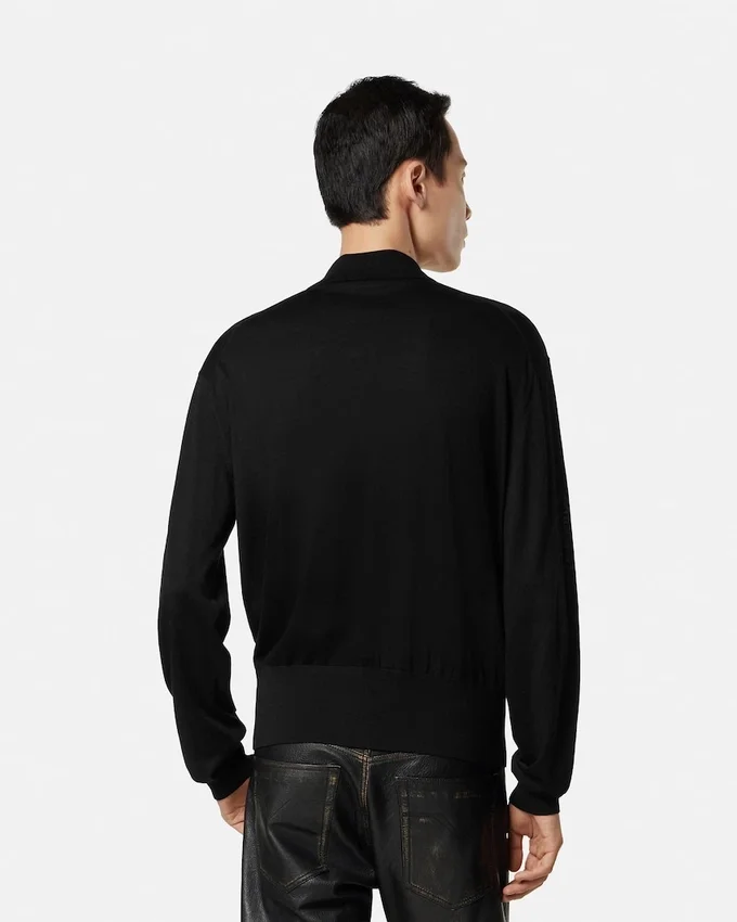 Silk-Cotton Knit Polo Cardigan Silk-Cotton Knit Polo Cardigan