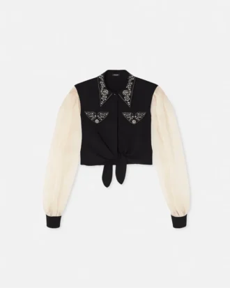Studded Georgette Crop Shirt