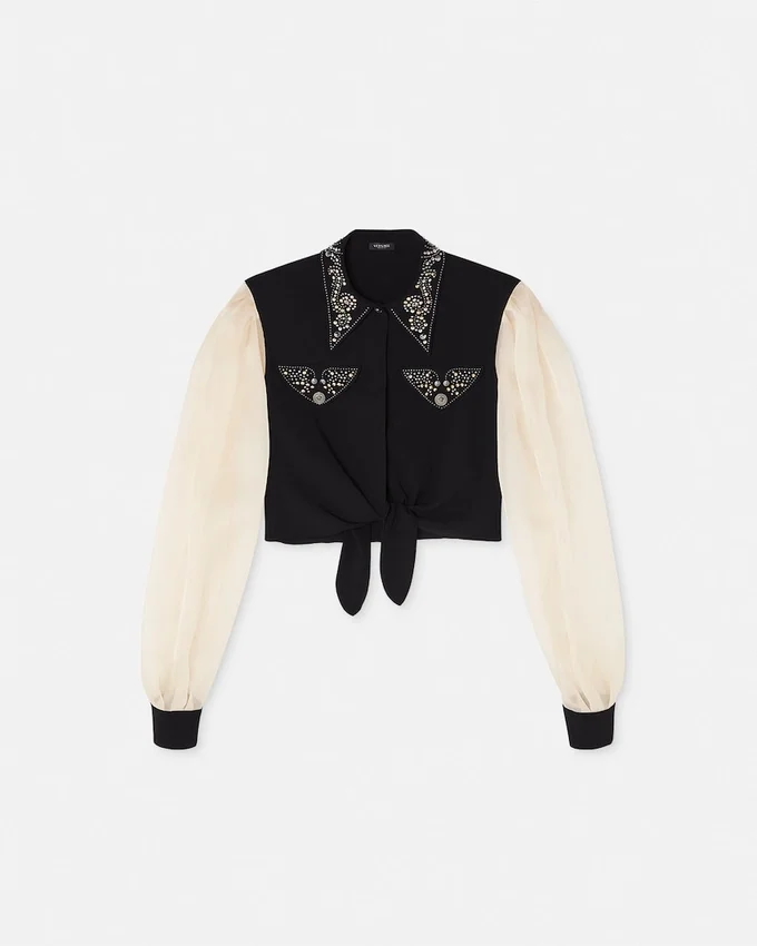 Studded Georgette Crop Shirt Studded Georgette Crop Shirt