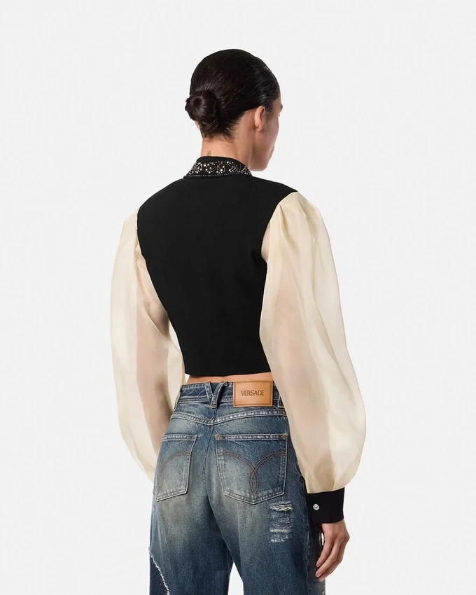 Studded Georgette Crop Shirt Studded Georgette Crop Shirt