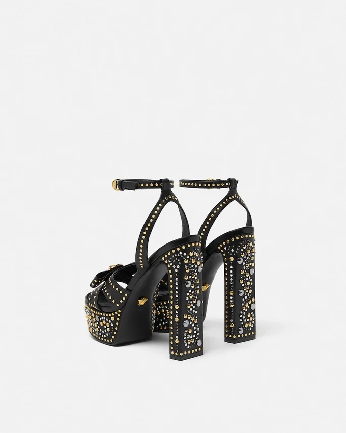 Studded Gianni Ribbon Sandals 140 mm Studded Gianni Ribbon Sandals 140 mm